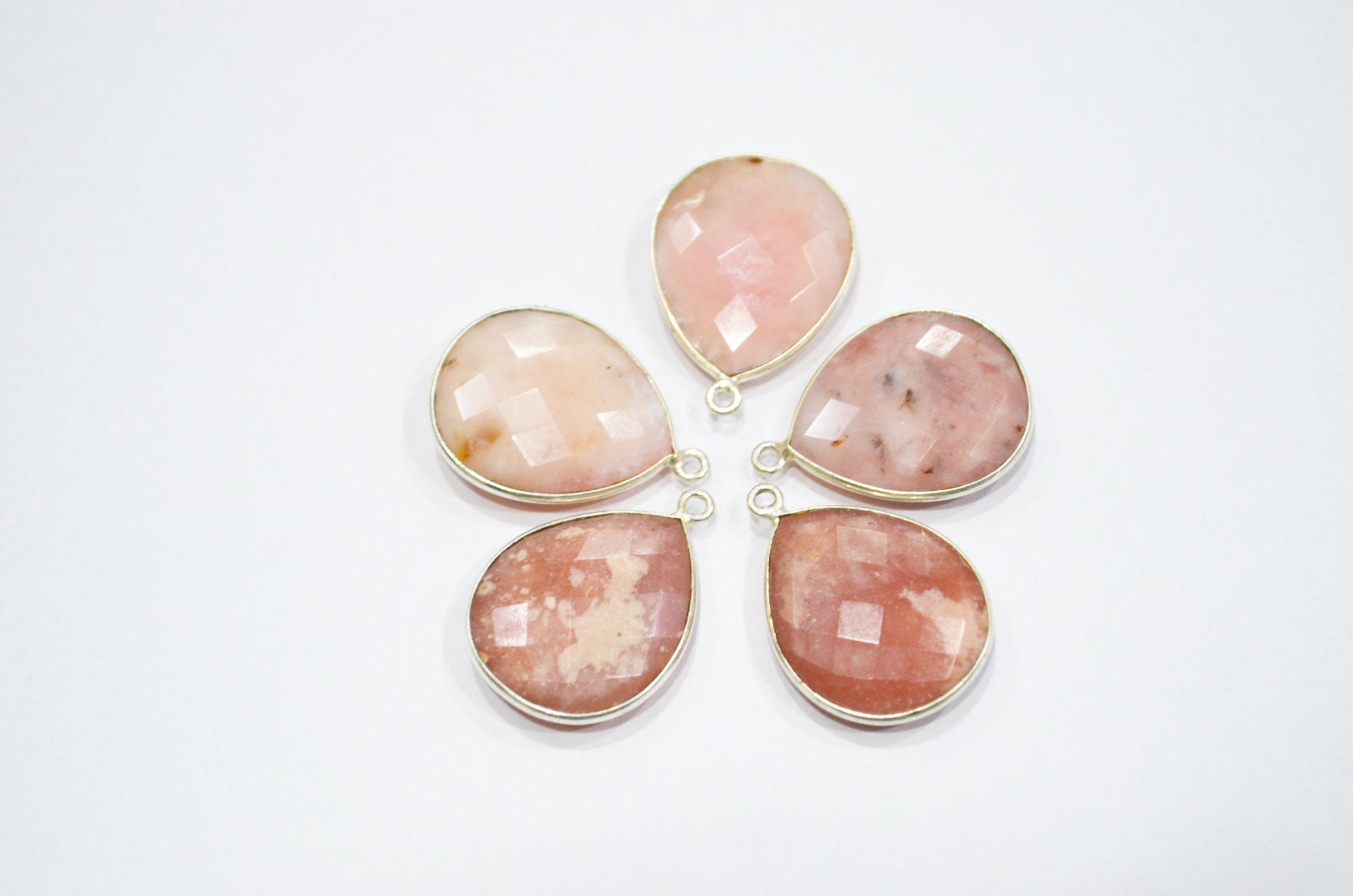 Pink Opal Faceted Pear Shape Connector , Sold By Piece , 19x22 mm , RB-5438