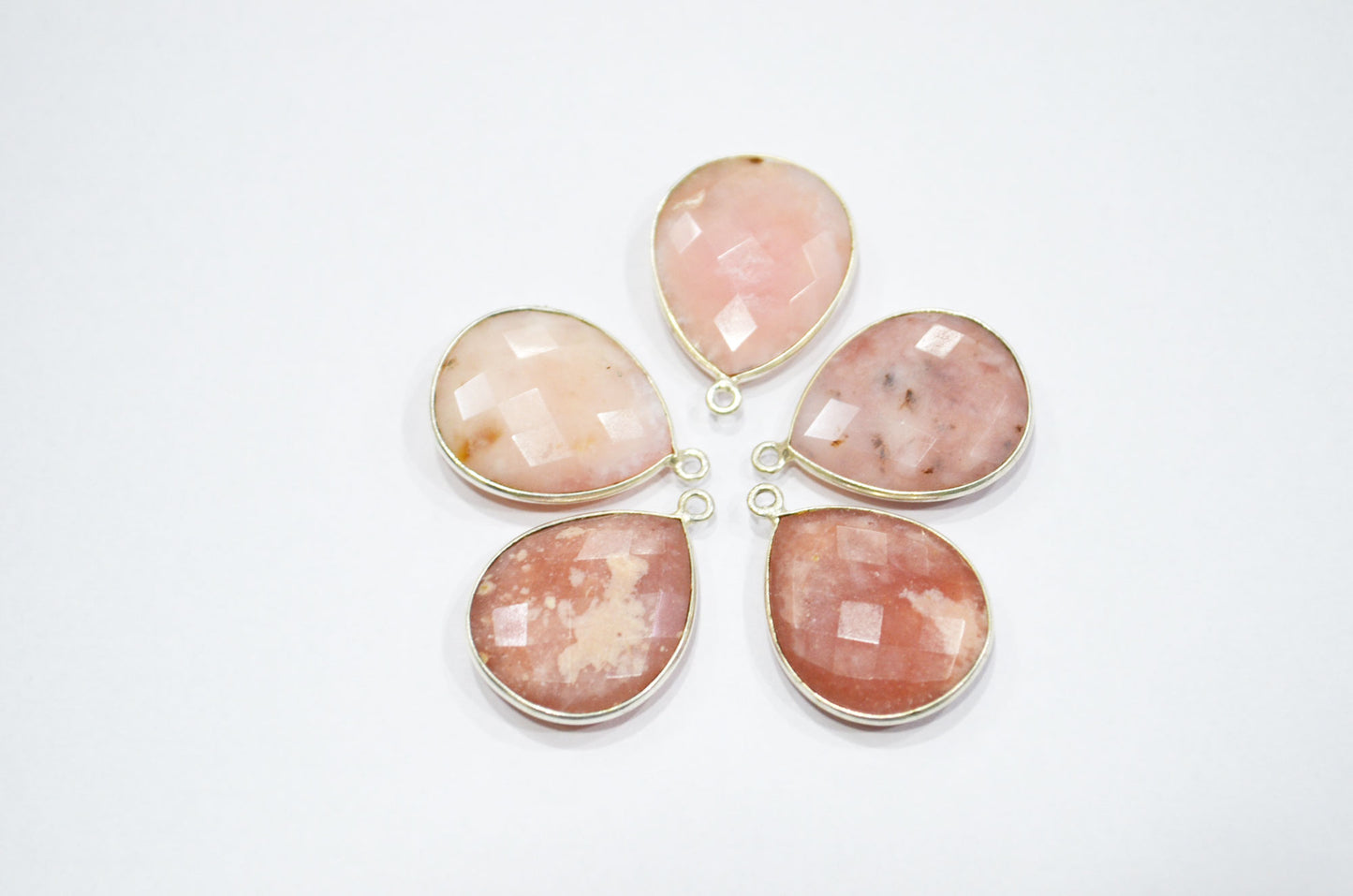 Pink Opal Faceted Pear Shape Connector , Sold By Piece , 19x22 mm , RB-5438