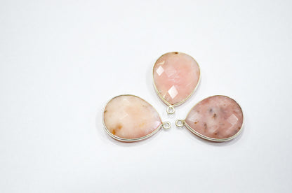 Pink Opal Faceted Pear Shape Connector , Sold By Piece , 19x22 mm , RB-5438