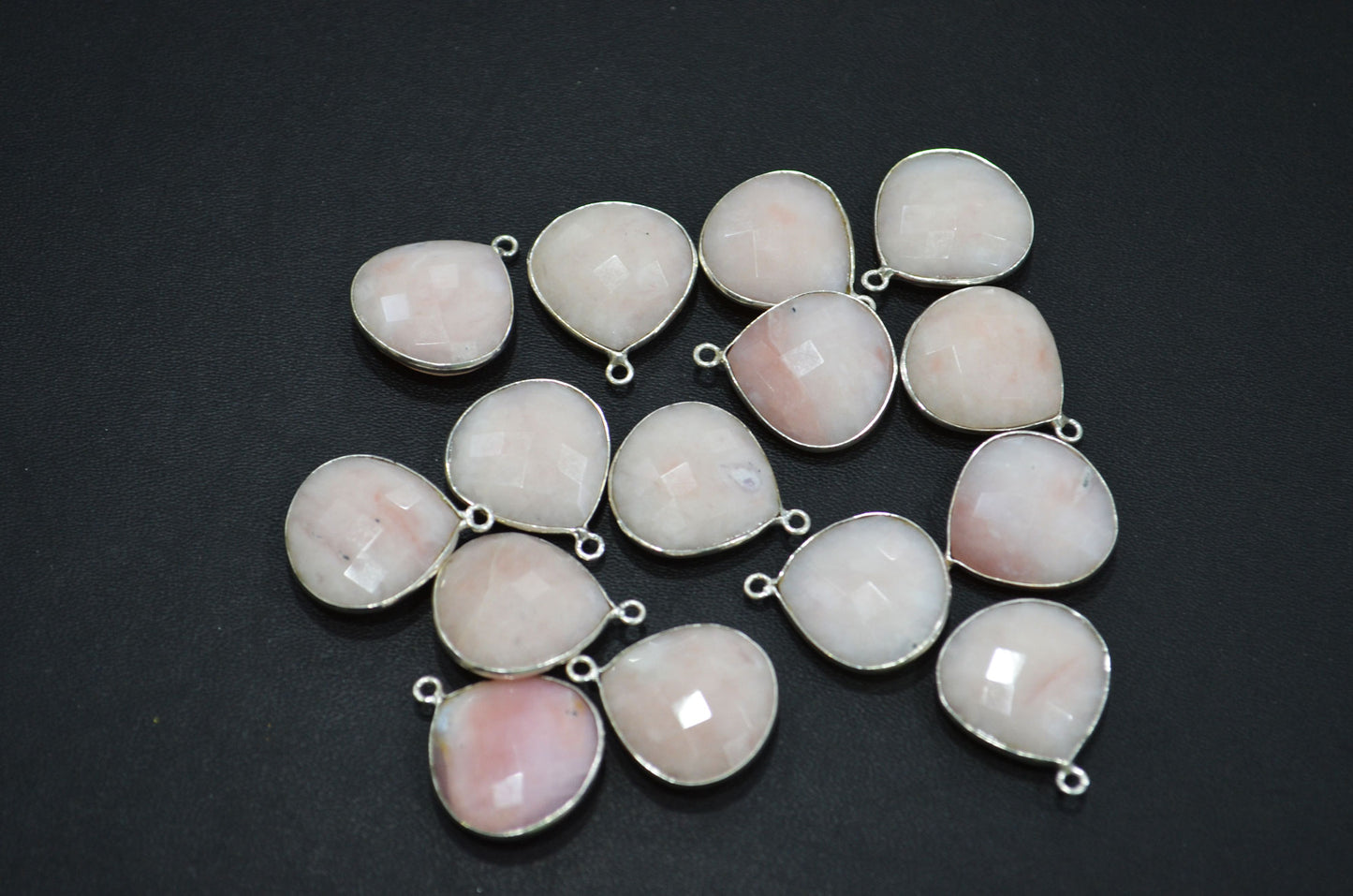 Pink Opal Faceted Heart Shape Connector , Sold By Piece , 18 mm , RB-5445