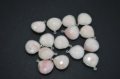 Pink Opal Faceted Heart Shape Connector , Sold By Piece , 18 mm , RB-5445