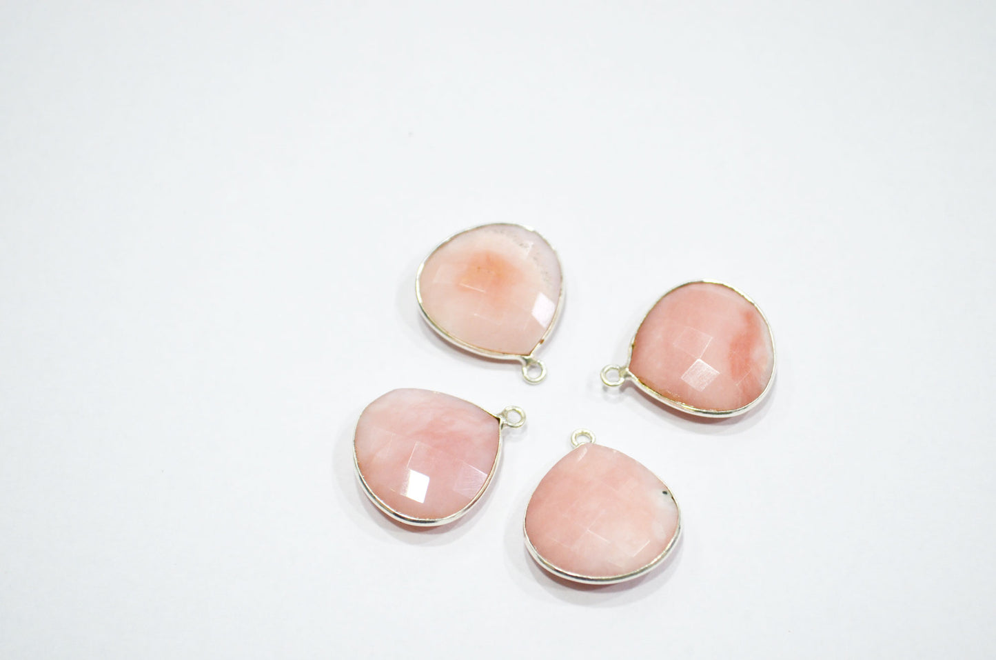 Pink Opal Faceted Heart Shape Connector , Sold By Piece , 18 mm , RB-5445