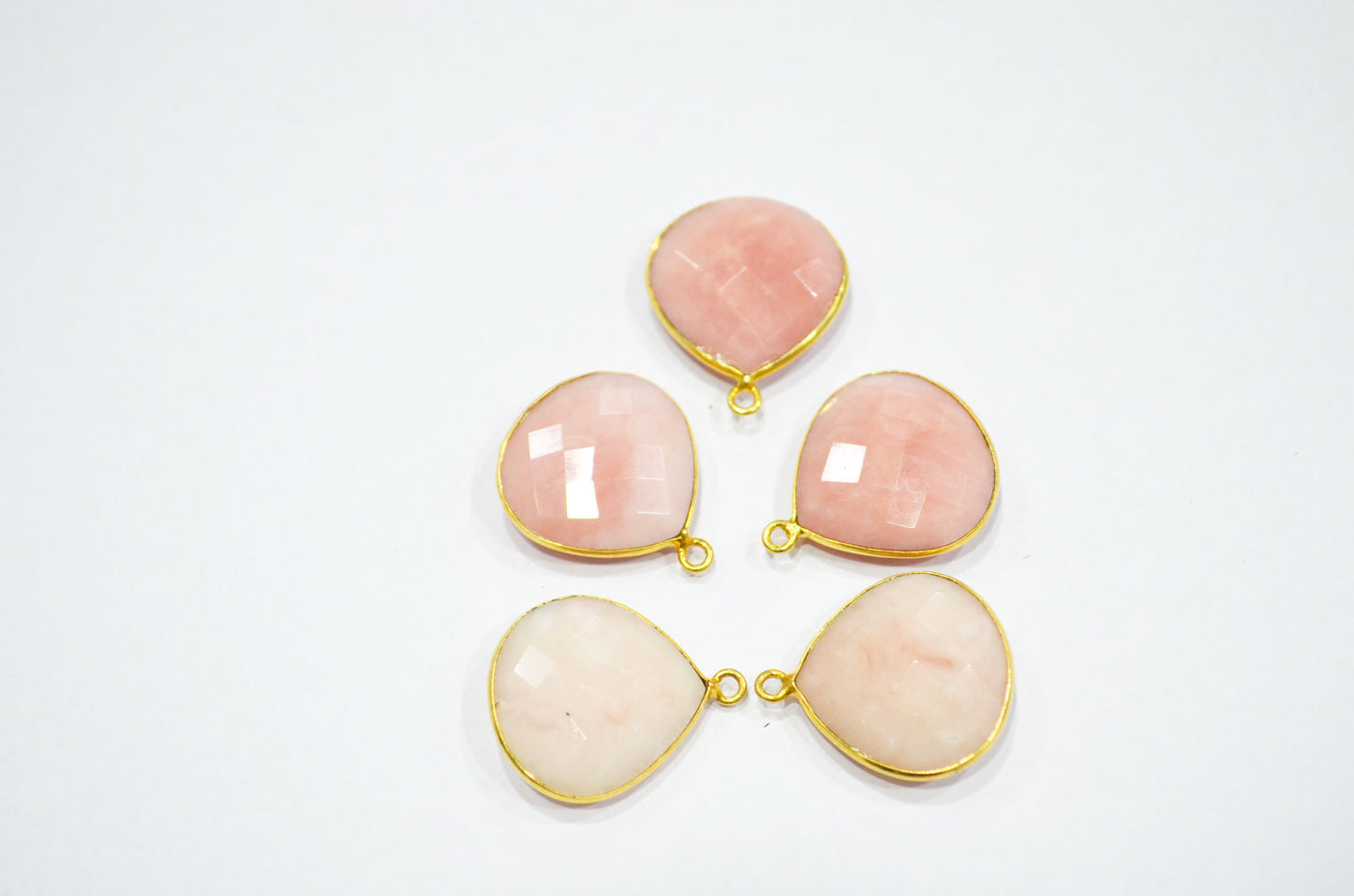 Pink Opal Faceted Heart Shape Connector , Sold By Piece , 18 mm , RB-5445