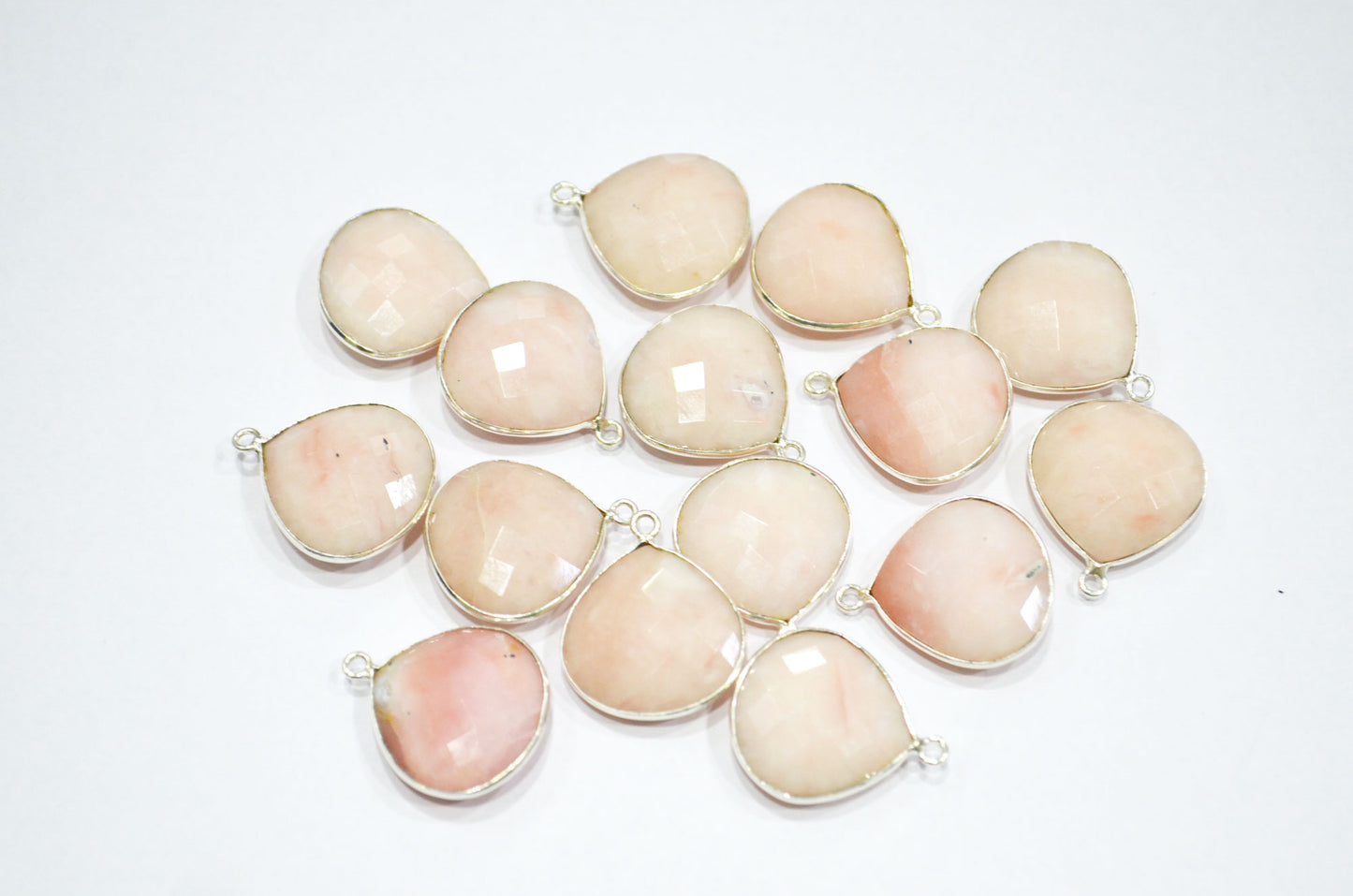 Pink Opal Faceted Heart Shape Connector , Sold By Piece , 18 mm , RB-5445