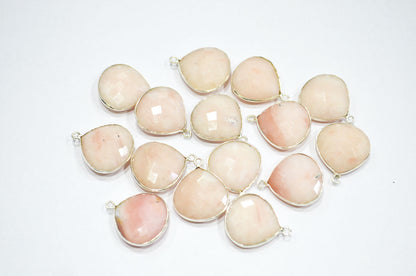 Pink Opal Faceted Heart Shape Connector , Sold By Piece , 18 mm , RB-5445