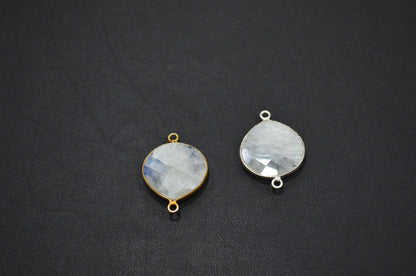 Rainbow Moonstone Faceted Heart Shape Connector , Sold By Piece , 18 mm , RB-5450