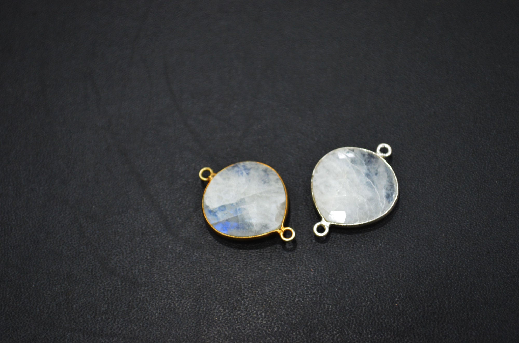 Rainbow Moonstone Faceted Heart Shape Connector , Sold By Piece , 18 mm , RB-5450