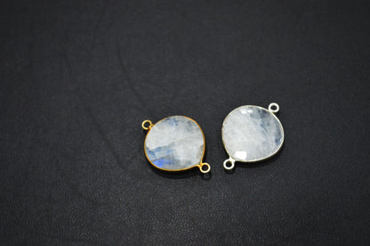 Rainbow Moonstone Faceted Heart Shape Connector , Sold By Piece , 18 mm , RB-5450