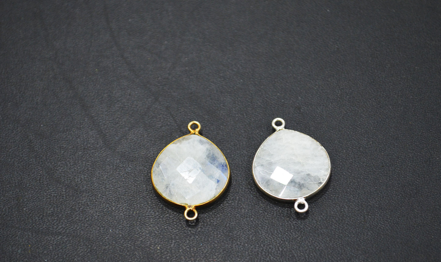 Rainbow Moonstone Faceted Heart Shape Connector , Sold By Piece , 18 mm , RB-5450