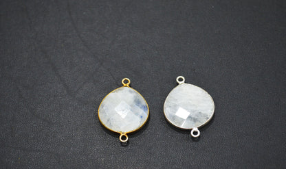 Rainbow Moonstone Faceted Heart Shape Connector , Sold By Piece , 18 mm , RB-5450