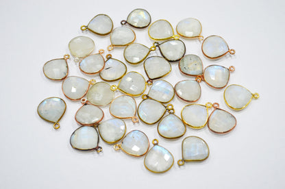 Rainbow Moonstone Faceted Heart Shape Connector , Sold By Piece , 15 mm , RB-5451