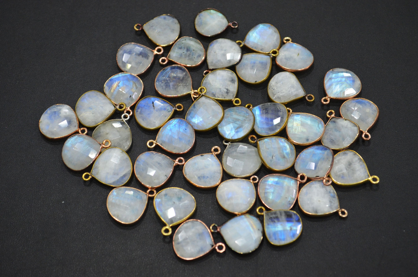 Rainbow Moonstone Faceted Heart Shape Connector , Sold By Piece , 15 mm , RB-5451