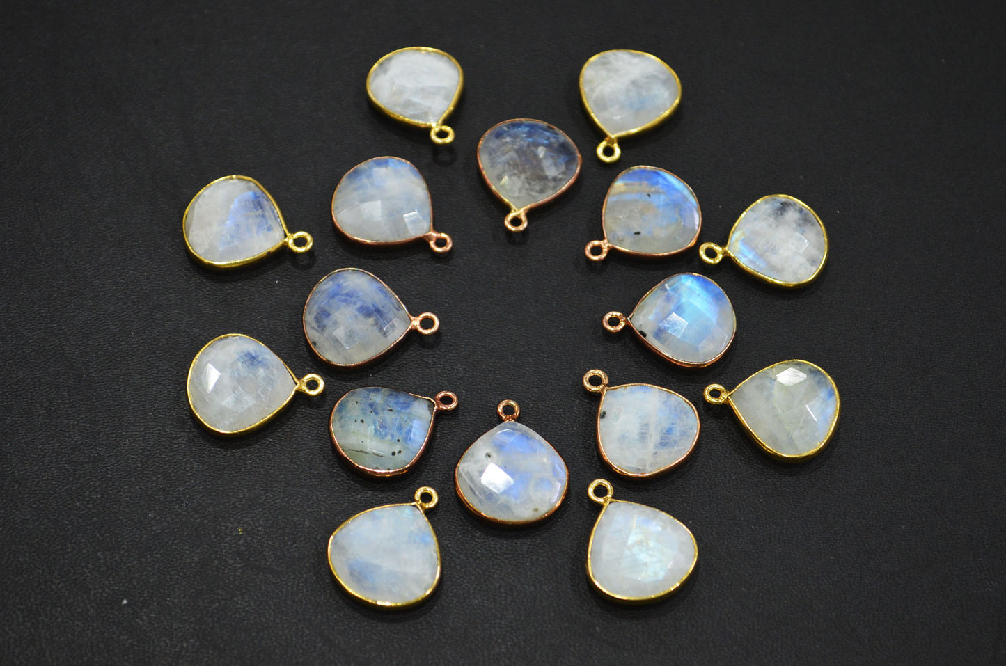 Rainbow Moonstone Faceted Heart Shape Connector , Sold By Piece , 15 mm , RB-5451