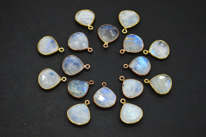 Rainbow Moonstone Faceted Heart Shape Connector , Sold By Piece , 15 mm , RB-5451