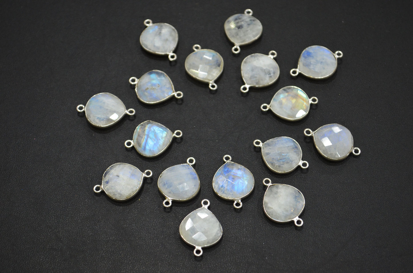 Rainbow Moonstone Faceted Heart Shape Connector , Sold By Piece , 15 mm , RB-5452