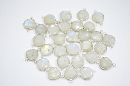 Rainbow Moonstone Faceted Heart Shape Connector , Sold By Piece , 15 mm , RB-5452