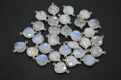 Rainbow Moonstone Faceted Heart Shape Connector , Sold By Piece , 15 mm , RB-5452