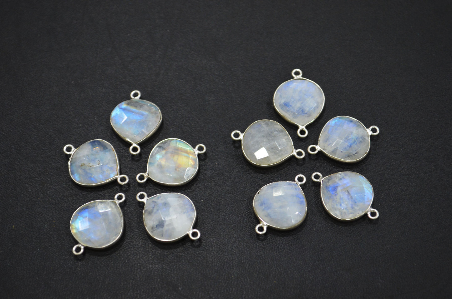Rainbow Moonstone Faceted Heart Shape Connector , Sold By Piece , 15 mm , RB-5452