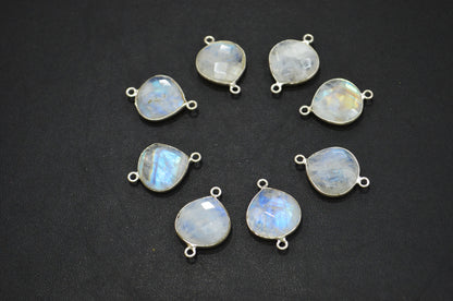 Rainbow Moonstone Faceted Heart Shape Connector , Sold By Piece , 15 mm , RB-5452