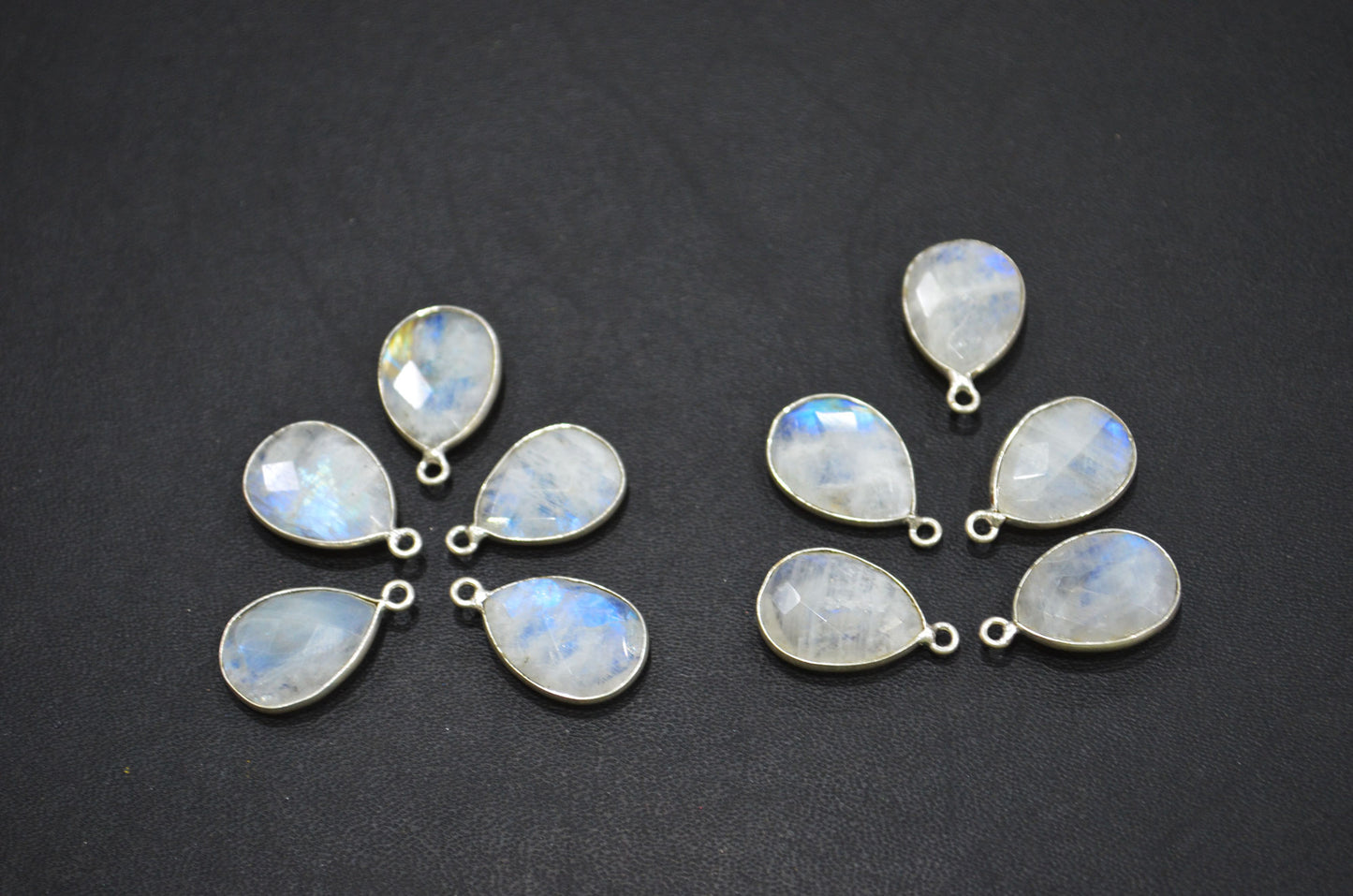 Rainbow Moonstone Faceted Pear Shape Connector , Sold By Piece , 13x20 mm , RB-5453