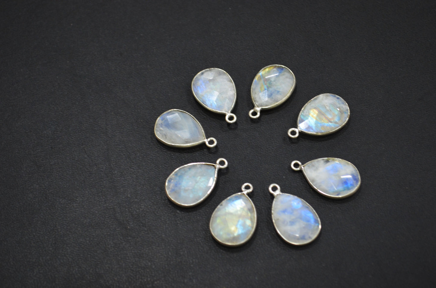 Rainbow Moonstone Faceted Pear Shape Connector , Sold By Piece , 13x20 mm , RB-5453