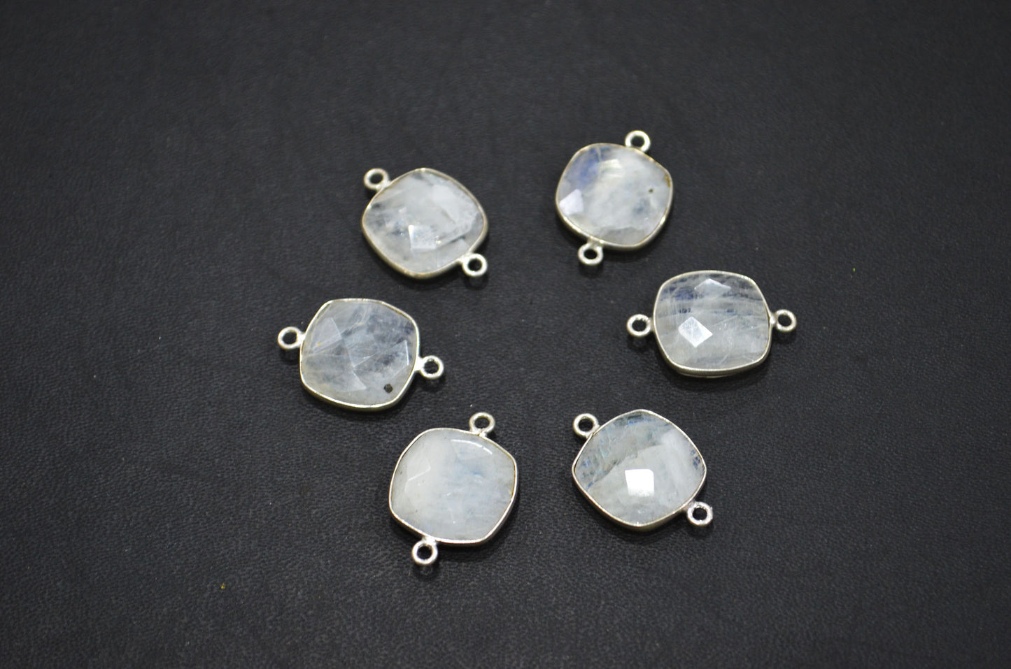 Rainbow Moonstone Faceted Cushion Shape Connector , Sold By Piece , 15 mm , RB-5454
