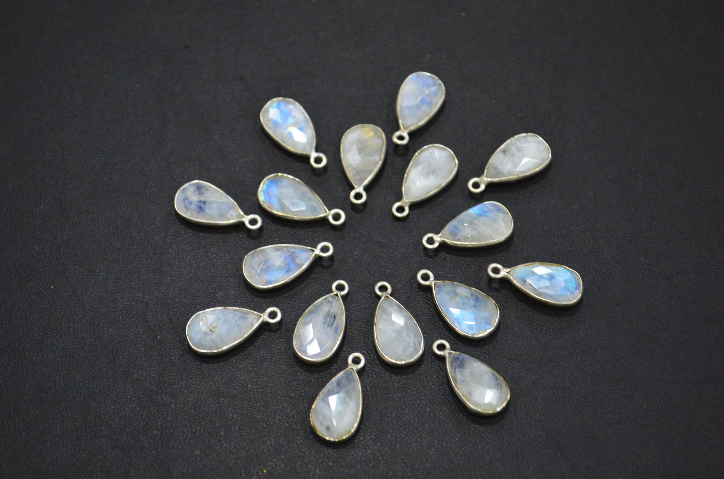 Rainbow Moonstone Faceted Pear Shape Connector , Sold By Piece , 9x14 mm , RB-5454A