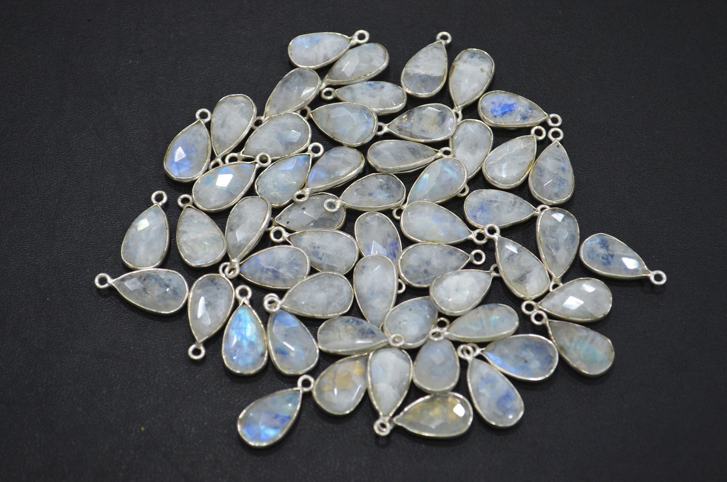 Rainbow Moonstone Faceted Pear Shape Connector , Sold By Piece , 9x14 mm , RB-5454A