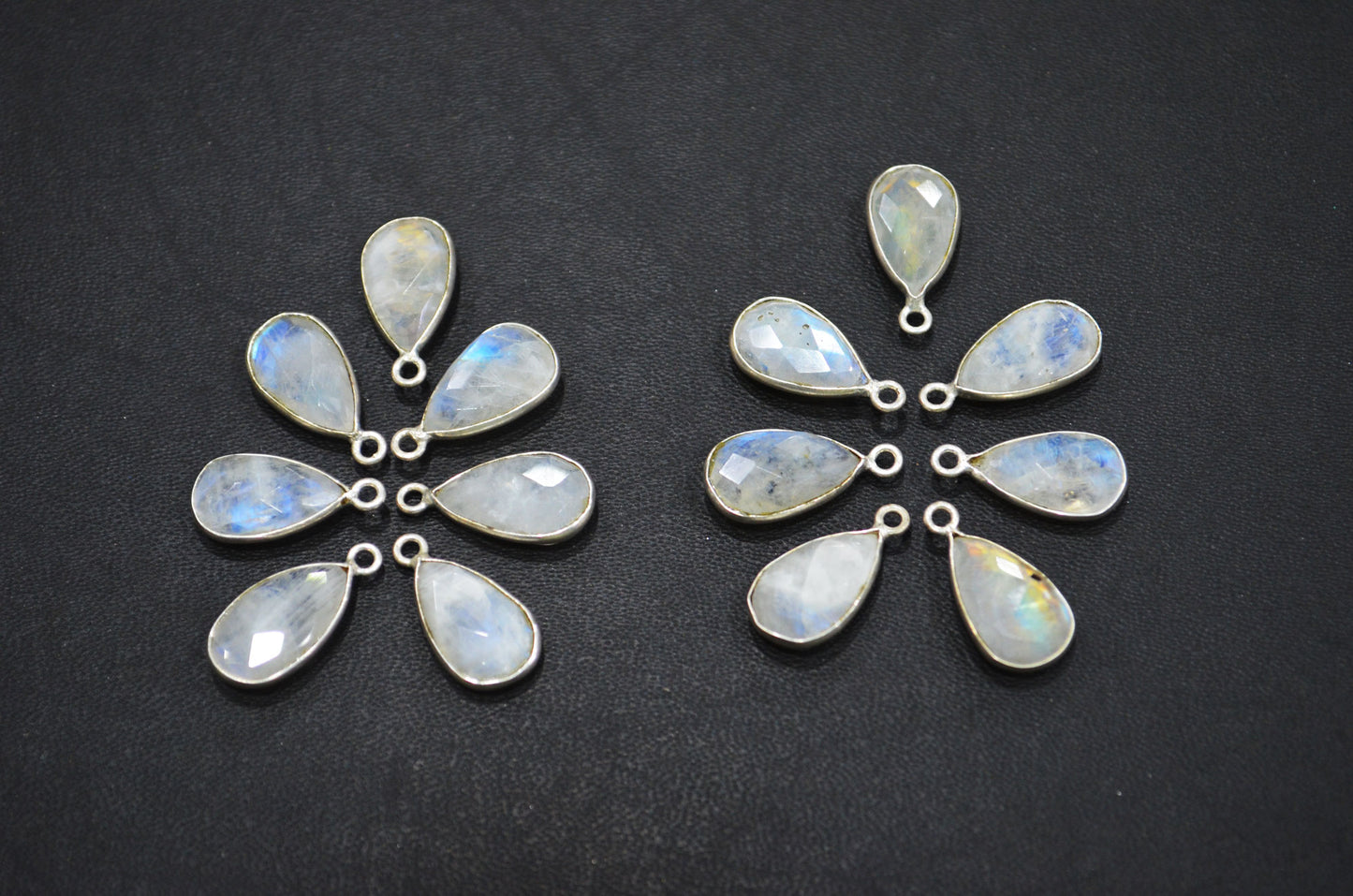 Rainbow Moonstone Faceted Pear Shape Connector , Sold By Piece , 9x14 mm , RB-5454A