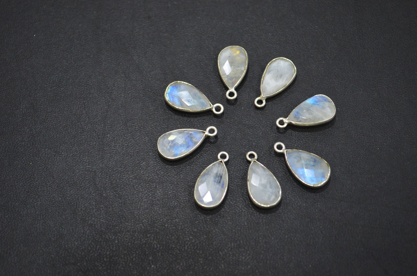 Rainbow Moonstone Faceted Pear Shape Connector , Sold By Piece , 9x14 mm , RB-5454A
