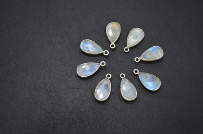 Rainbow Moonstone Faceted Pear Shape Connector , Sold By Piece , 9x14 mm , RB-5454A