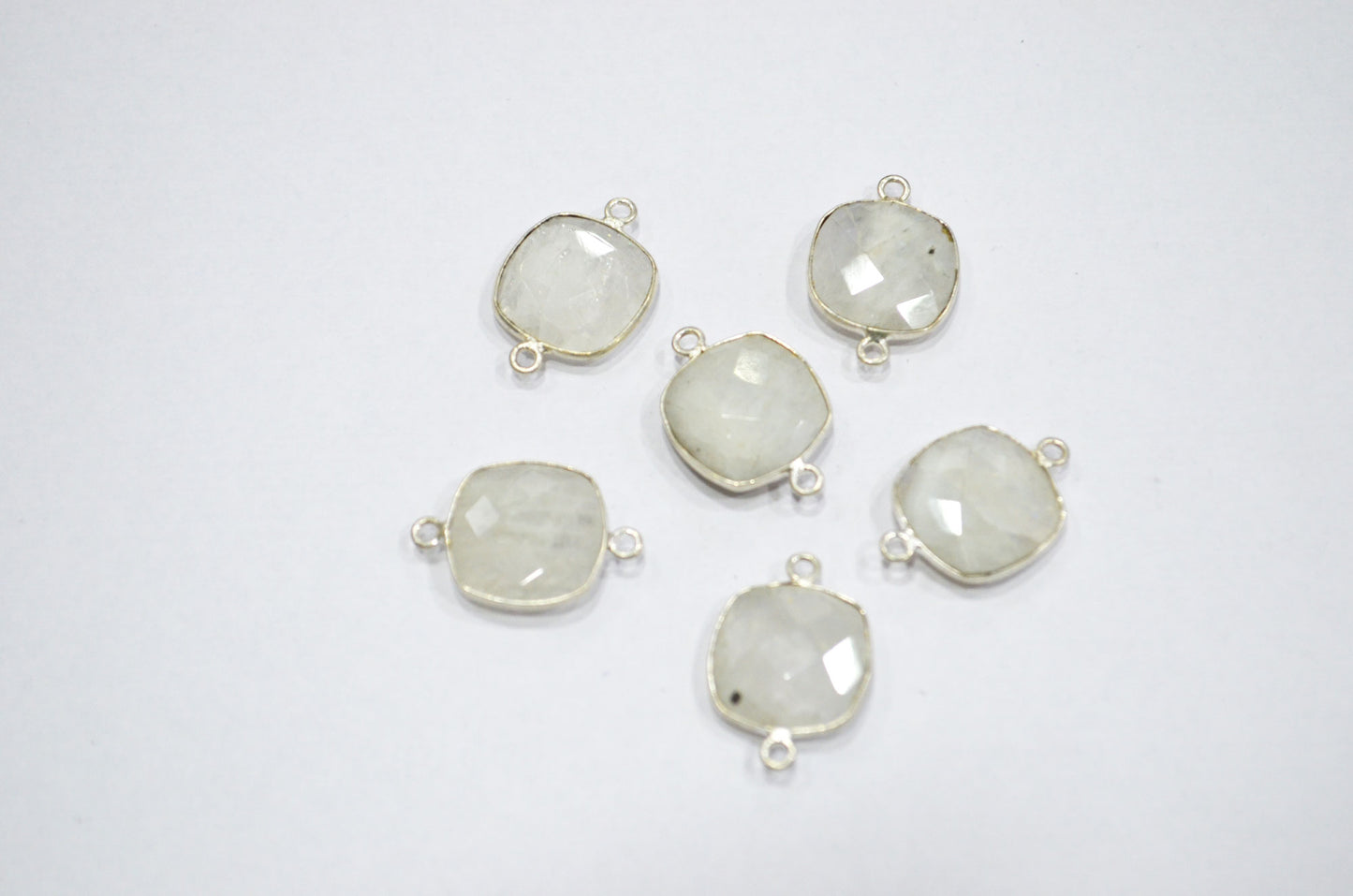 Rainbow Moonstone Faceted Cushion Shape Connector , Sold By Piece , 15 mm , RB-5454