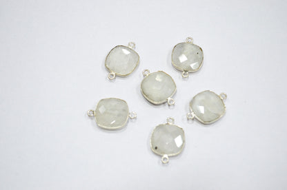 Rainbow Moonstone Faceted Cushion Shape Connector , Sold By Piece , 15 mm , RB-5454