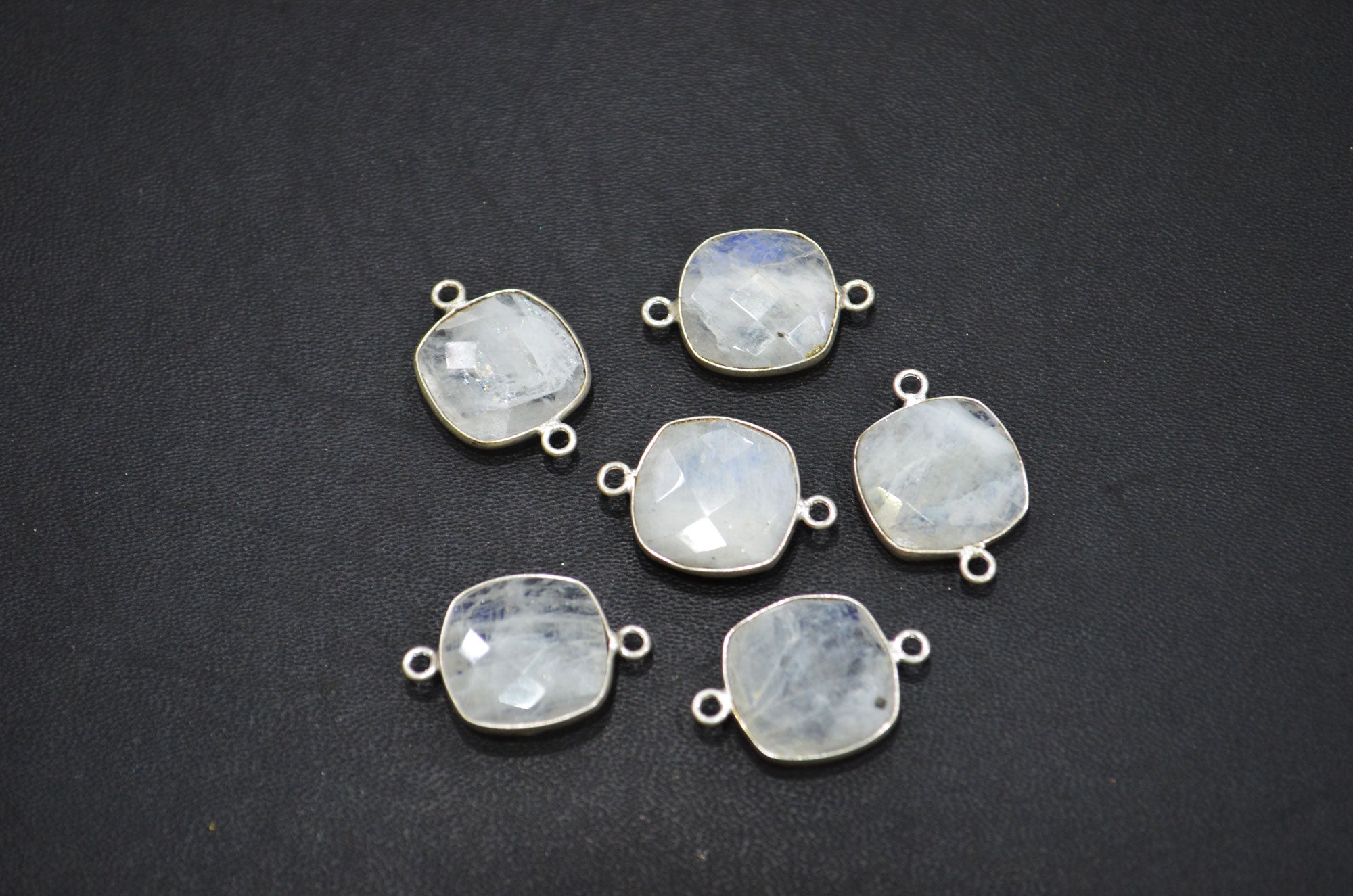 Rainbow Moonstone Faceted Cushion Shape Connector , Sold By Piece , 15 mm , RB-5454