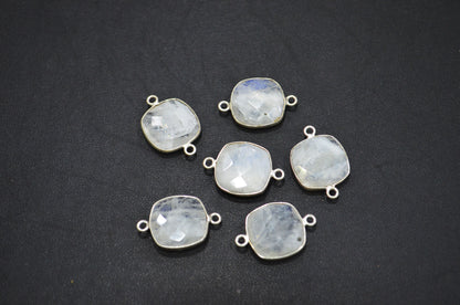 Rainbow Moonstone Faceted Cushion Shape Connector , Sold By Piece , 15 mm , RB-5454