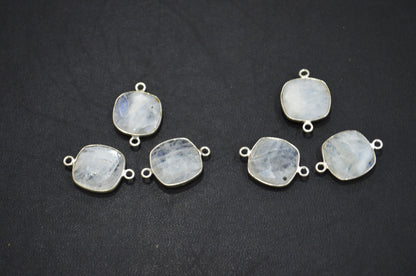 Rainbow Moonstone Faceted Cushion Shape Connector , Sold By Piece , 15 mm , RB-5454