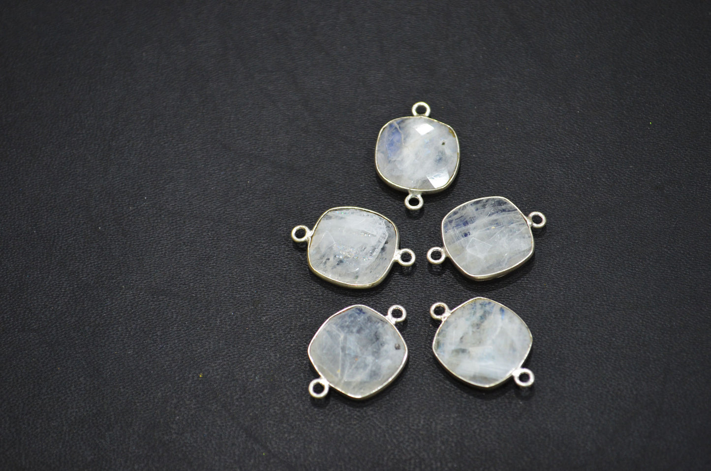 Rainbow Moonstone Faceted Cushion Shape Connector , Sold By Piece , 15 mm , RB-5454