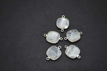 Rainbow Moonstone Faceted Cushion Shape Connector , Sold By Piece , 15 mm , RB-5454