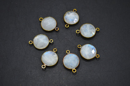 Rainbow Moonstone Faceted Coin Shape Connector , Sold By Piece , 15 mm , RB-5455