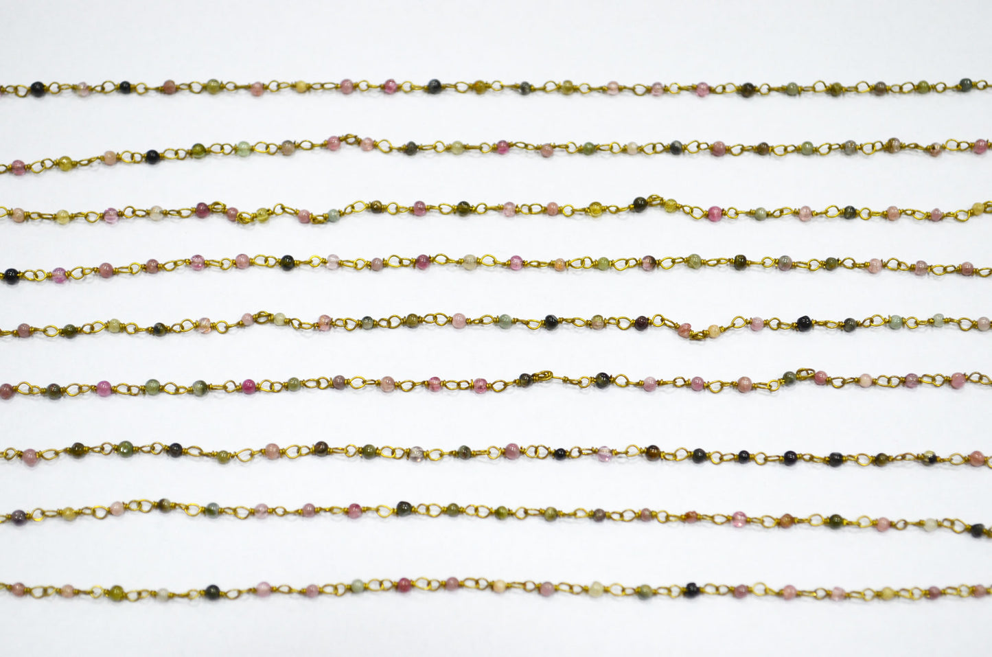 Multi Tourmaline Smooth Round Shape Rosary Beaded Chain , Sold By Foot , 2 - 2.20 mm , RB-5625