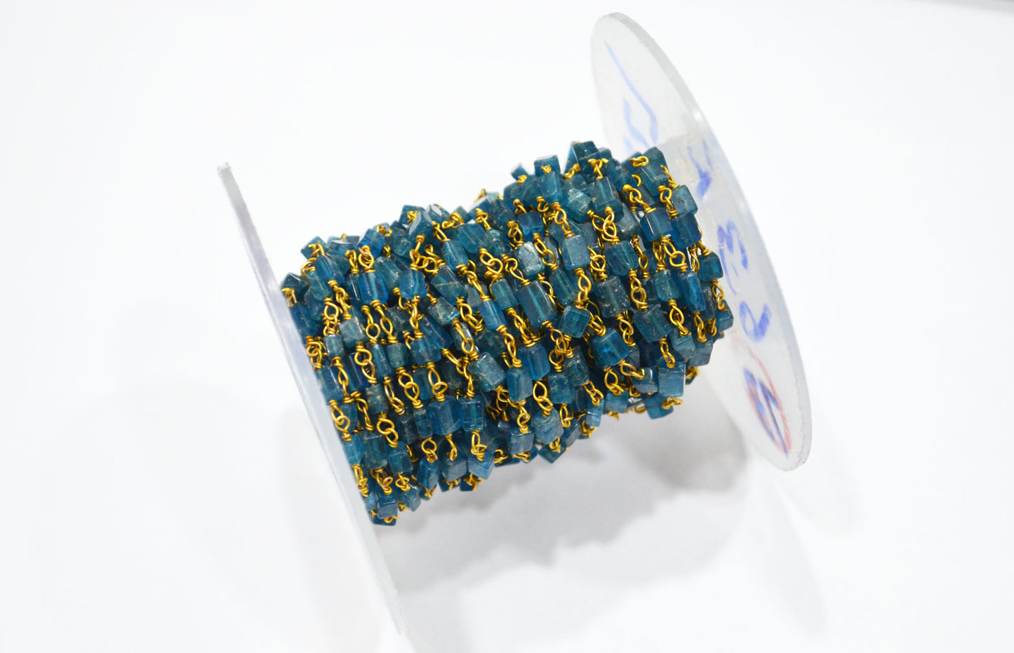 Neon Apatite Smooth Uneven Square Shape Rosary Beaded Chain , 3 - 5 mm , RB-5627