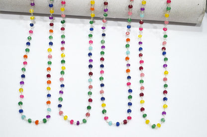 Multi Chalcedony Jade Faceted Rondelle Shape Rosary Beaded Chain , 4 - 4.50 mm , RB-5628