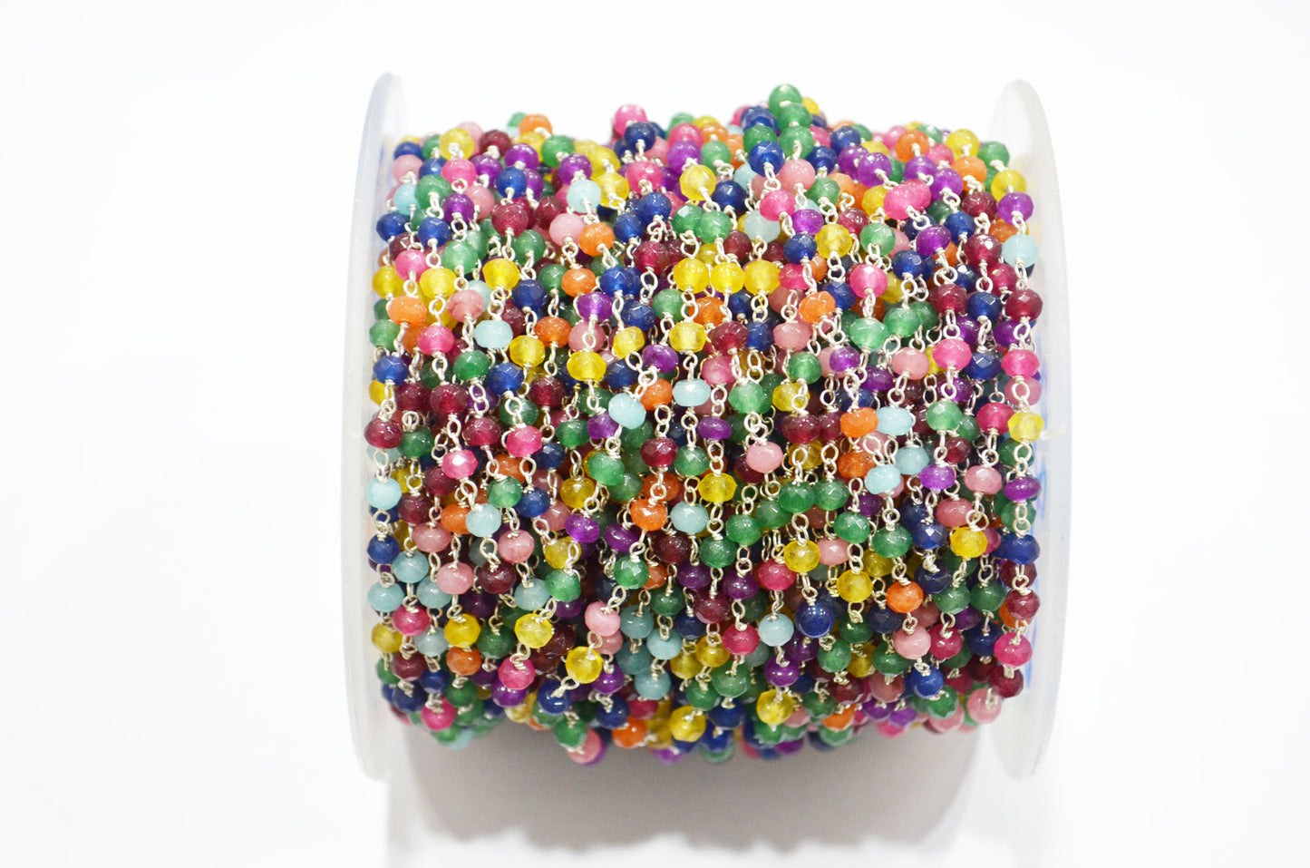 Multi Chalcedony Jade Faceted Rondelle Shape Rosary Beaded Chain , 4 - 4.50 mm , RB-5628