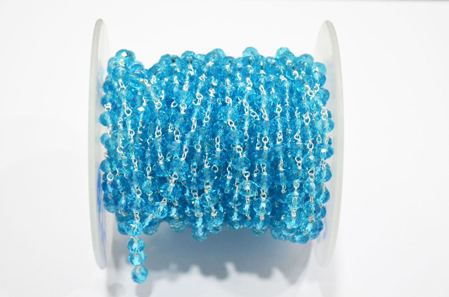 Blue Topaz Hydro Quartz Faceted Rondelle Rosary Beaded Chain , 5.50 - 6 mm , RB-5630