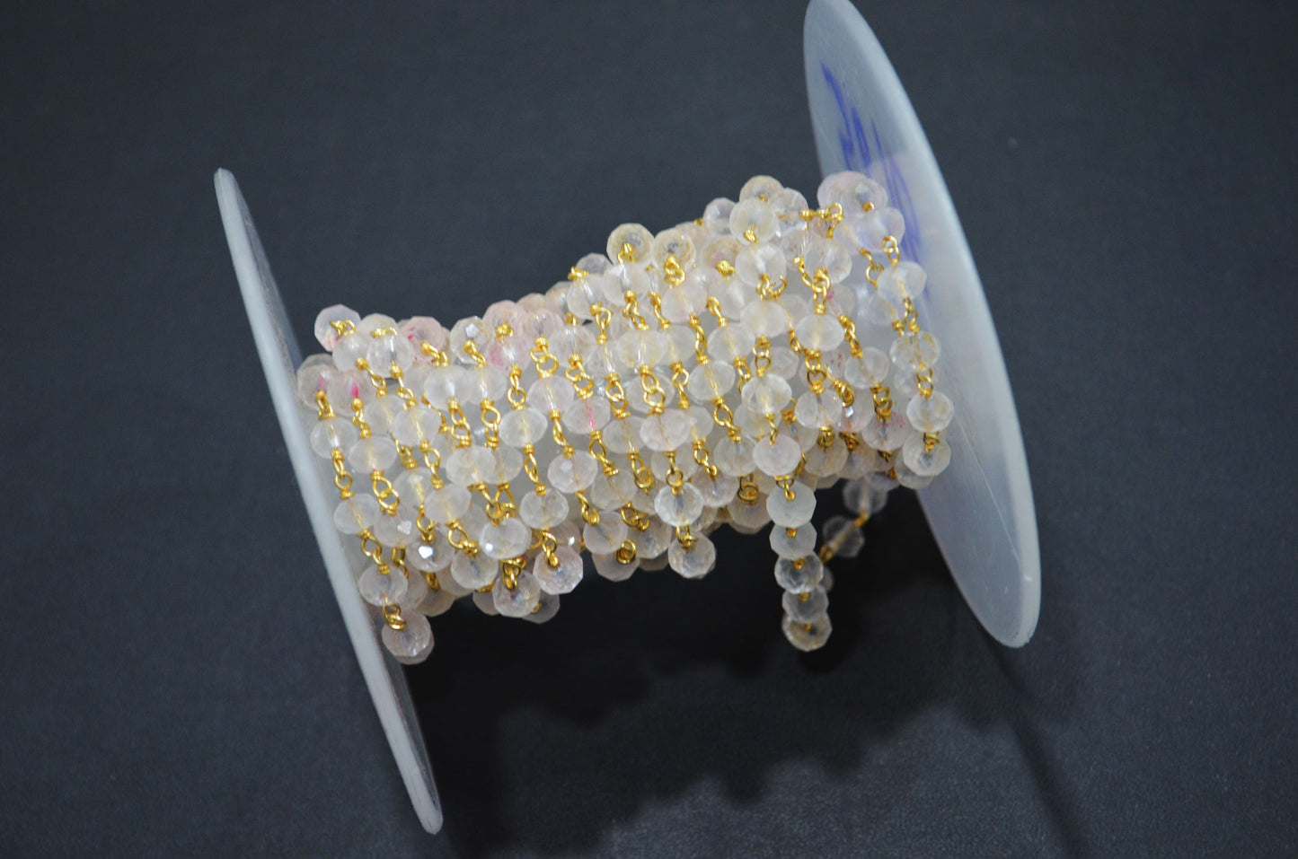 Rose Quartz Rondelle Shape Rosary Beaded Chain , 5.50 - 6 mm , RB-5676