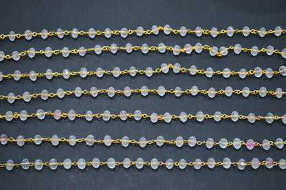 Rose Quartz Rondelle Shape Rosary Beaded Chain , 5.50 - 6 mm , RB-5676