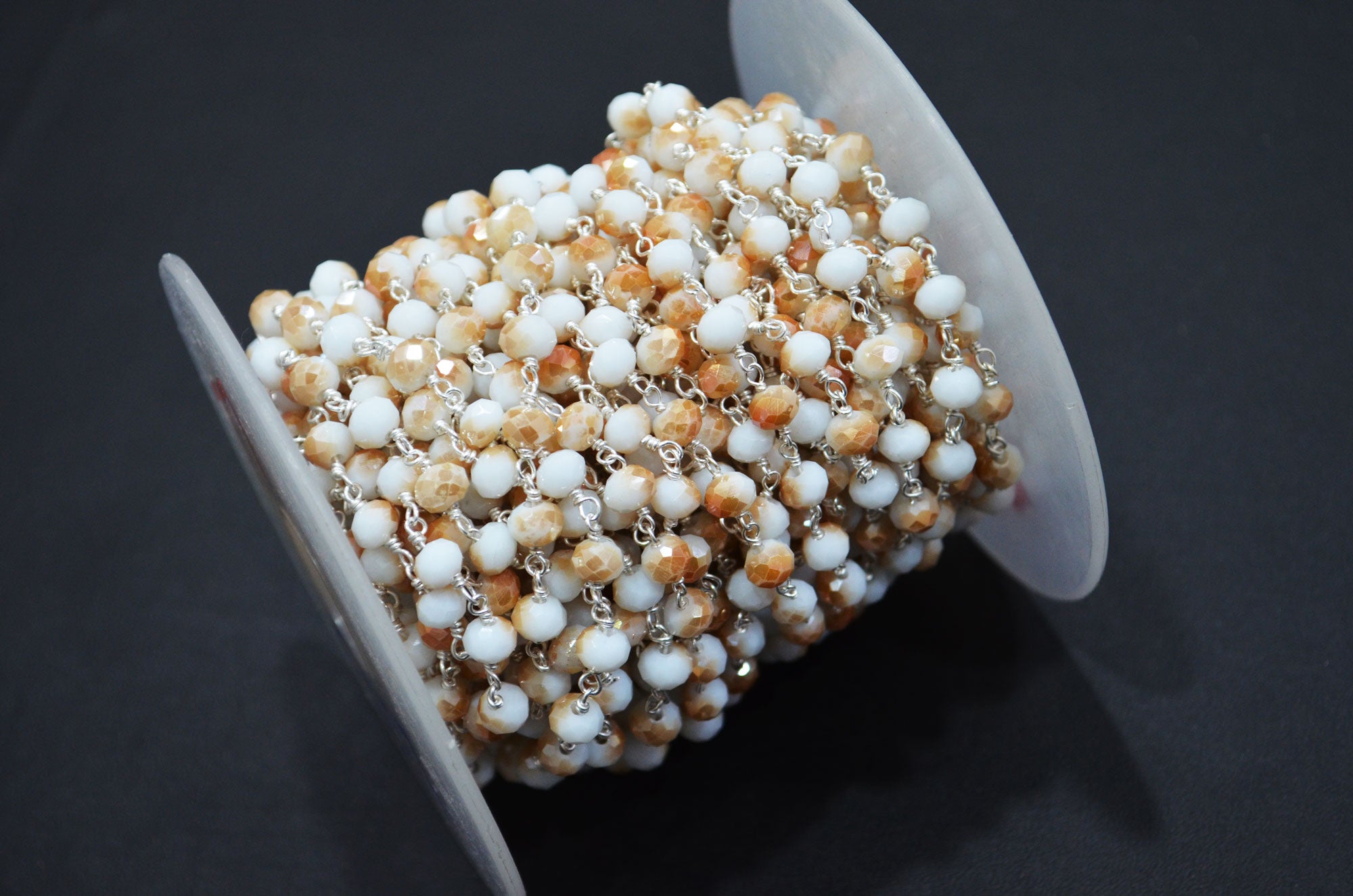 Mystic Sand Hydro Quartz Rondelle Shape Rosary Beaded Chain , 5.50 - 6 mm , RB-5677