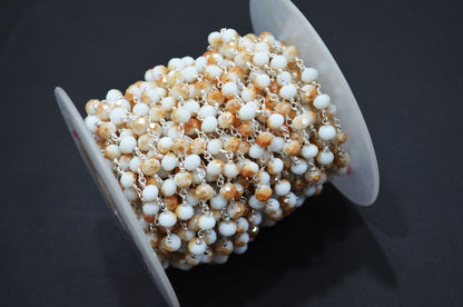 Mystic Sand Hydro Quartz Rondelle Shape Rosary Beaded Chain , 5.50 - 6 mm , RB-5677