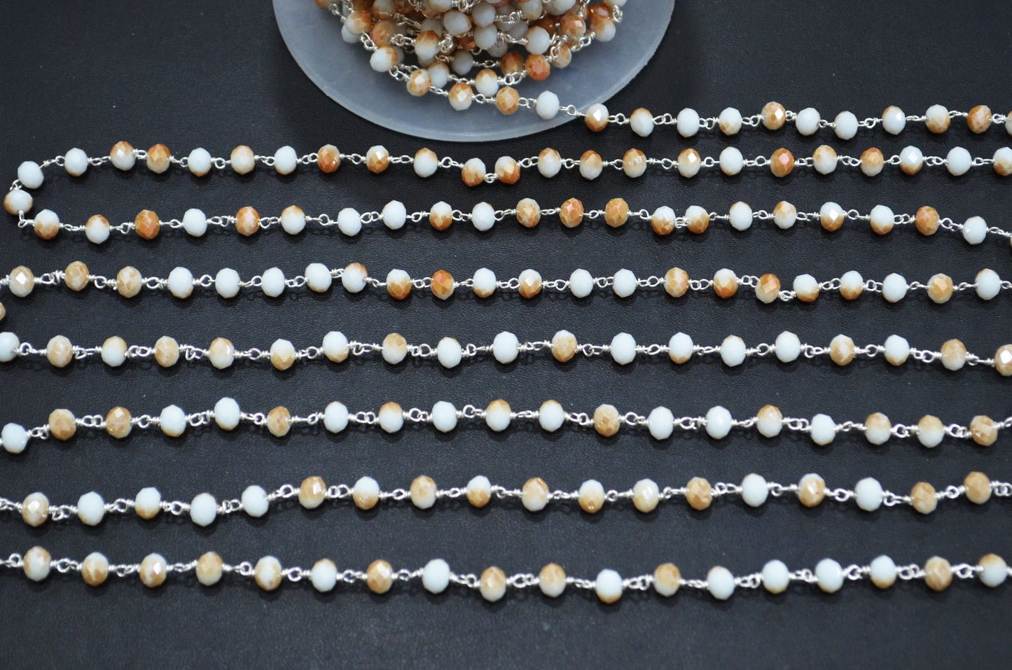 Mystic Sand Hydro Quartz Rondelle Shape Rosary Beaded Chain , 5.50 - 6 mm , RB-5677