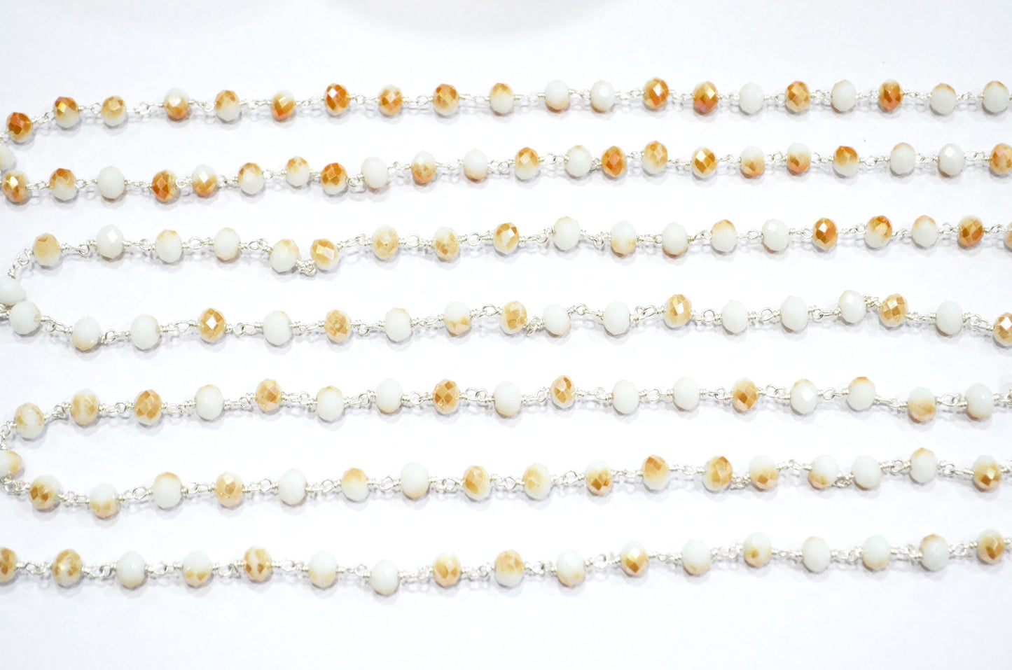 Mystic Sand Hydro Quartz Rondelle Shape Rosary Beaded Chain , 5.50 - 6 mm , RB-5677